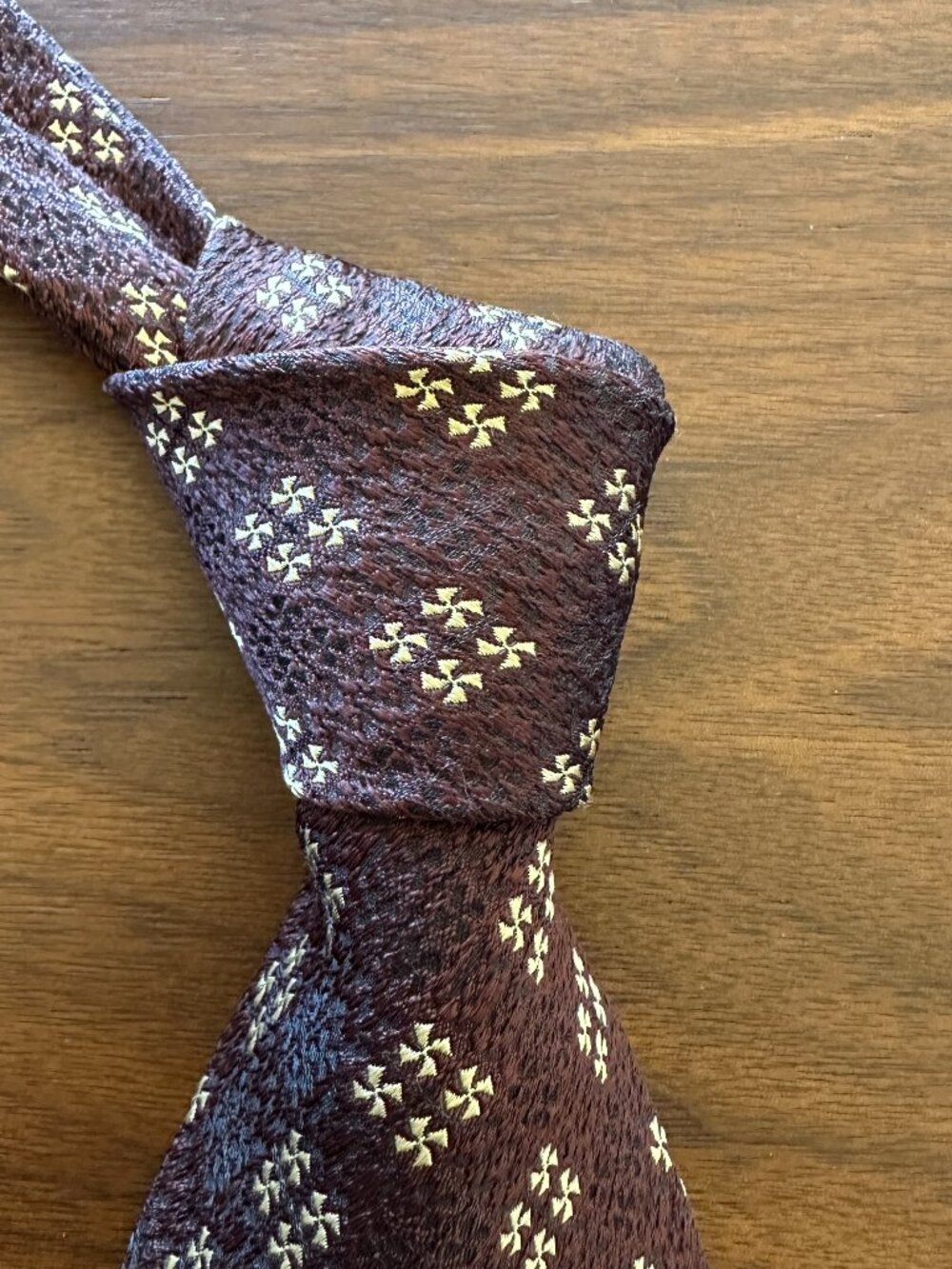 Luciano Barbera Burgundy Cream Floral Silk Tie